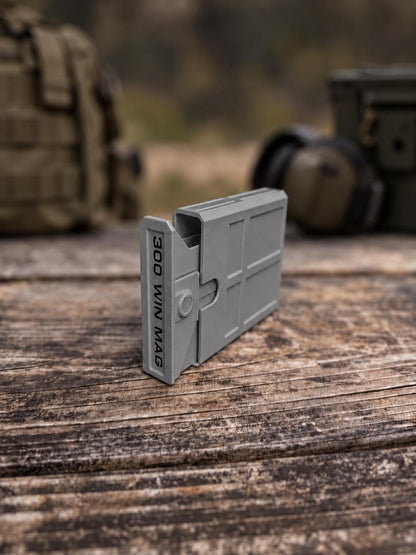 300 Winchester Magnum Ammo Box | 8 Round Pocket Stackable Compact Storage Case | Dual-Latch Ammo Holder
