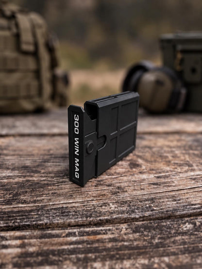 300 Winchester Magnum Ammo Box | 8 Round Pocket Stackable Compact Storage Case | Dual-Latch Ammo Holder