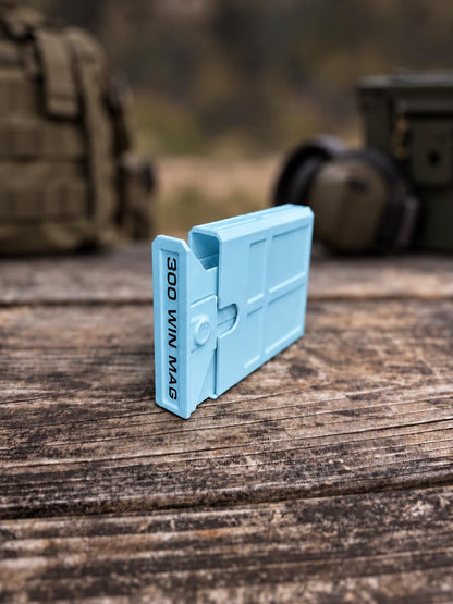 300 Winchester Magnum Ammo Box | 8 Round Pocket Stackable Compact Storage Case | Dual-Latch Ammo Holder
