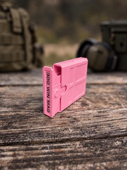 300 Winchester Magnum Ammo Box | 8 Round Pocket Stackable Compact Storage Case | Dual-Latch Ammo Holder