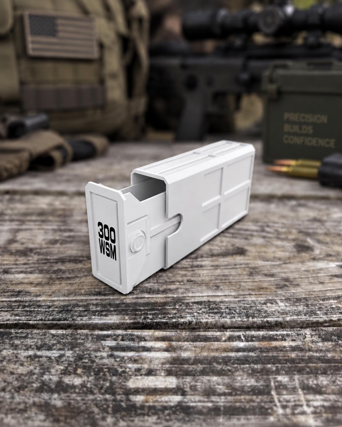 300 WSM Ammo Box – 20 Round Stackable Storage Case, Sliding Drawer, Dual Latches