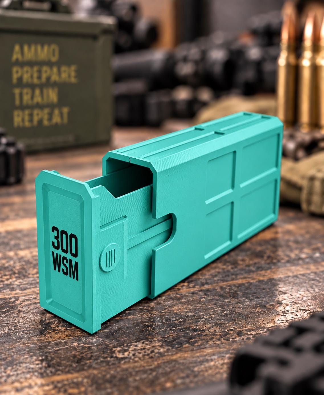 300 WSM Ammo Box – 20 Round Stackable Storage Case, Sliding Drawer, Dual Latches