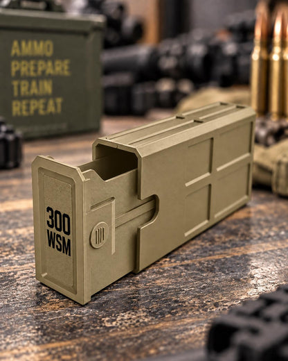300 WSM Ammo Box – 20 Round Stackable Storage Case, Sliding Drawer, Dual Latches