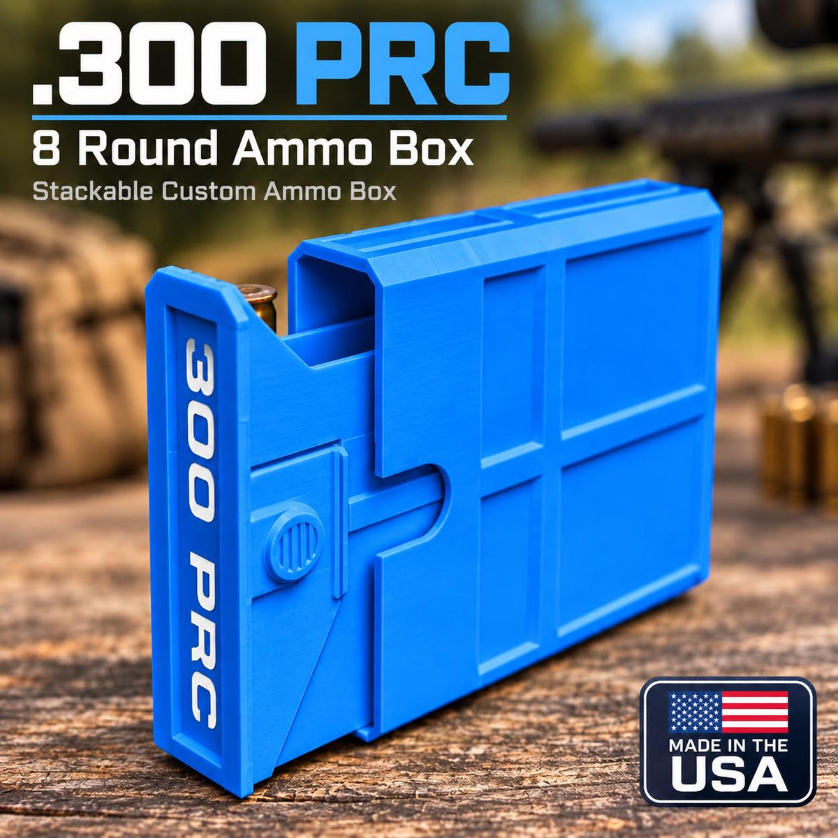 300 PRC Ammo Box – 8 Round Compact Pocket Stackable Range Organizer