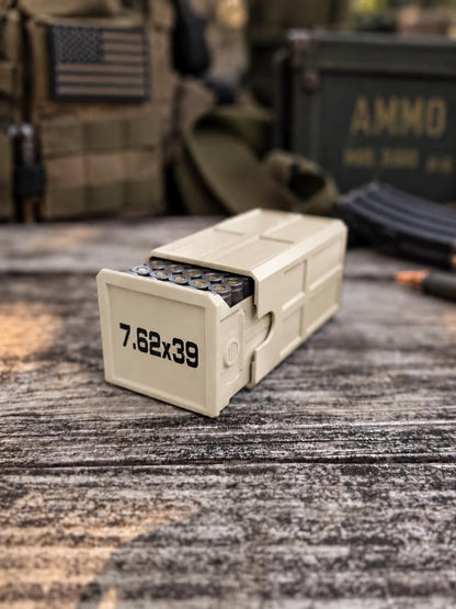 7.62x39 Ammo Box – 50 Round Stackable 3D Printed Storage Case (Made in USA)