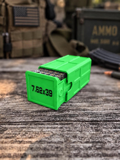 7.62x39 Ammo Box – 50 Round Stackable 3D Printed Storage Case (Made in USA)