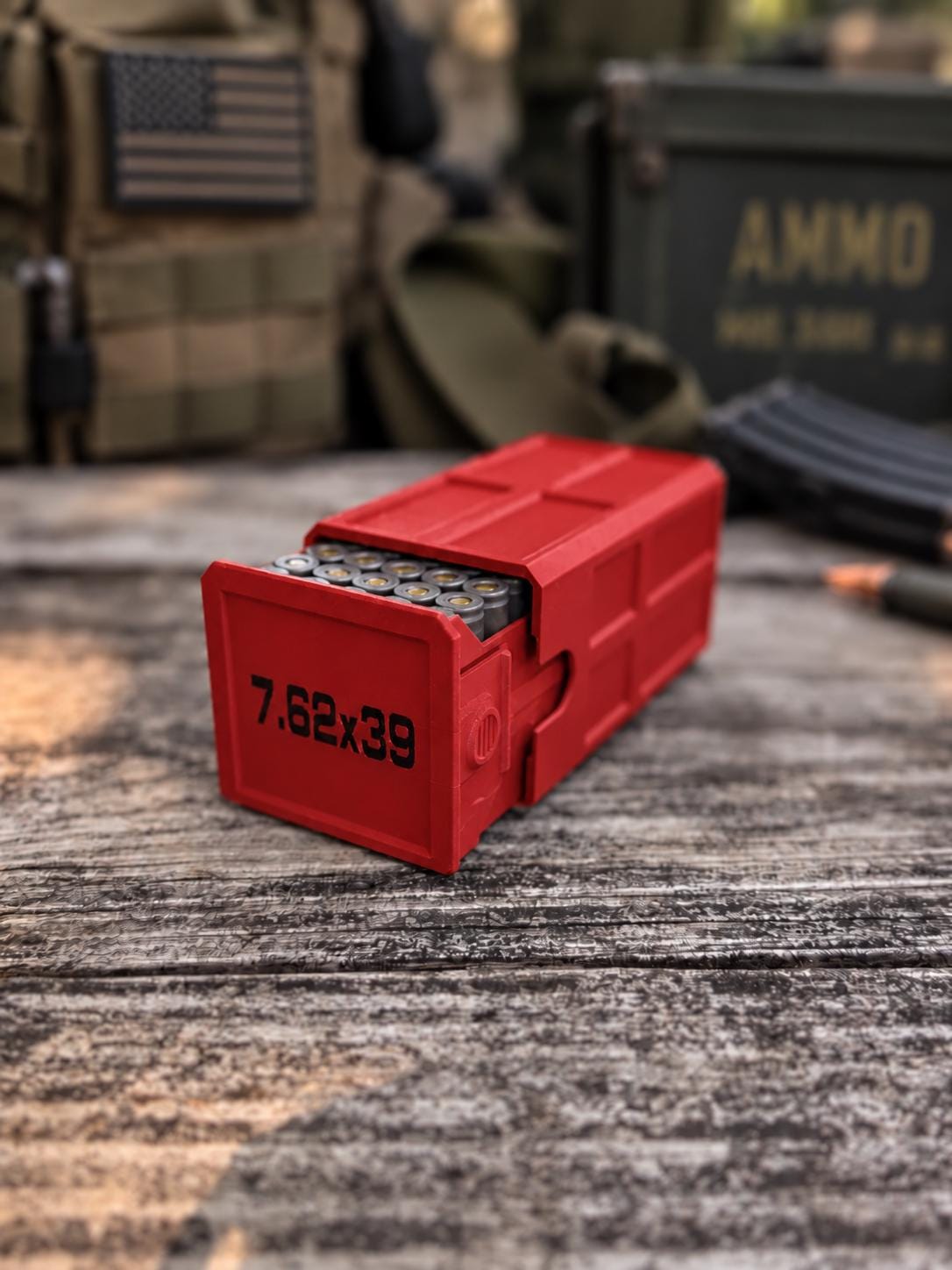 7.62x39 Ammo Box – 50 Round Stackable 3D Printed Storage Case (Made in USA)