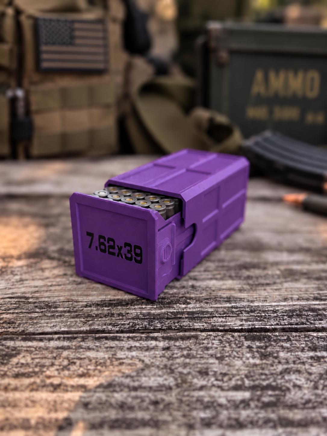 7.62x39 Ammo Box – 50 Round Stackable 3D Printed Storage Case (Made in USA)