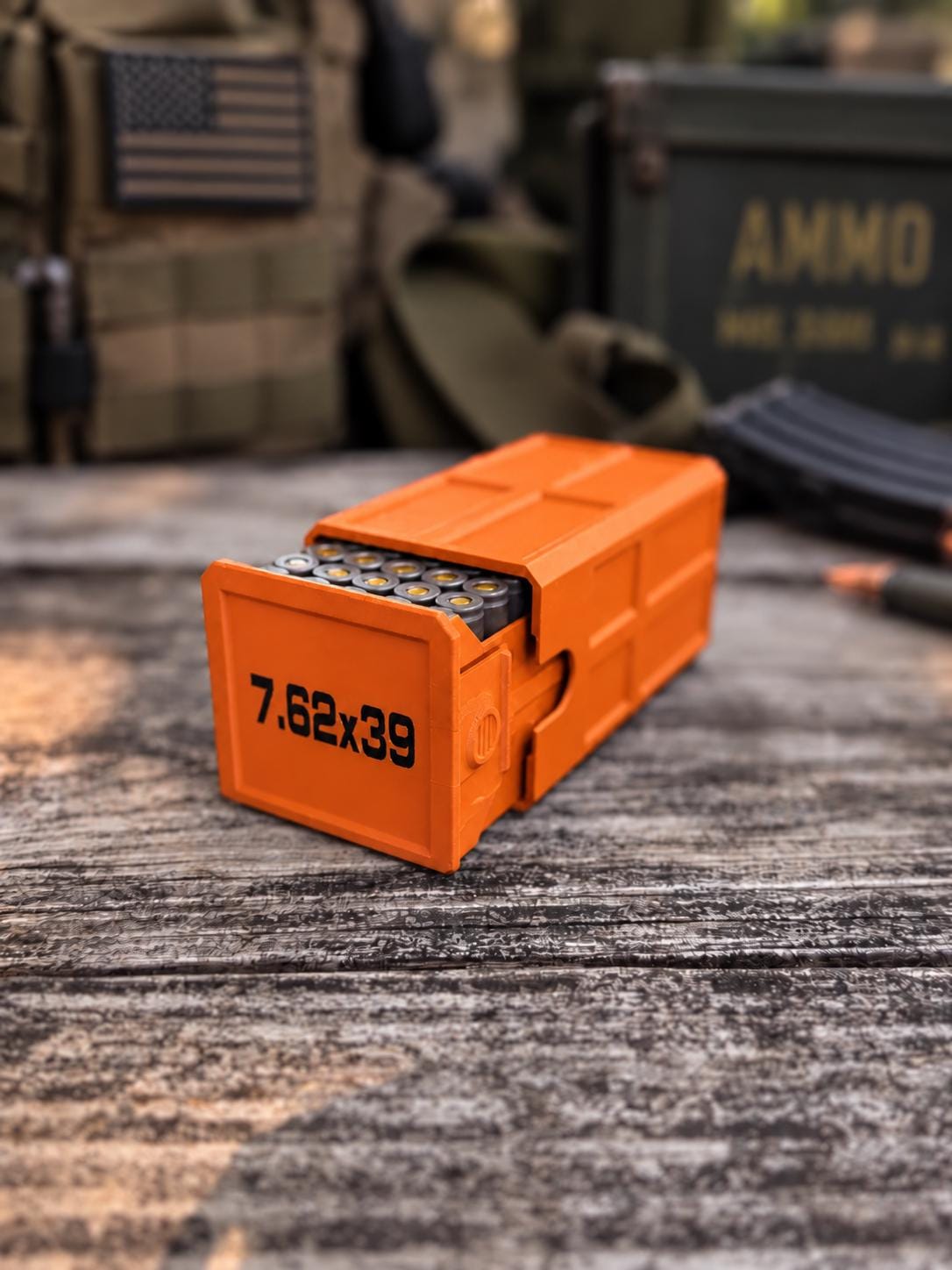 7.62x39 Ammo Box – 50 Round Stackable 3D Printed Storage Case (Made in USA)