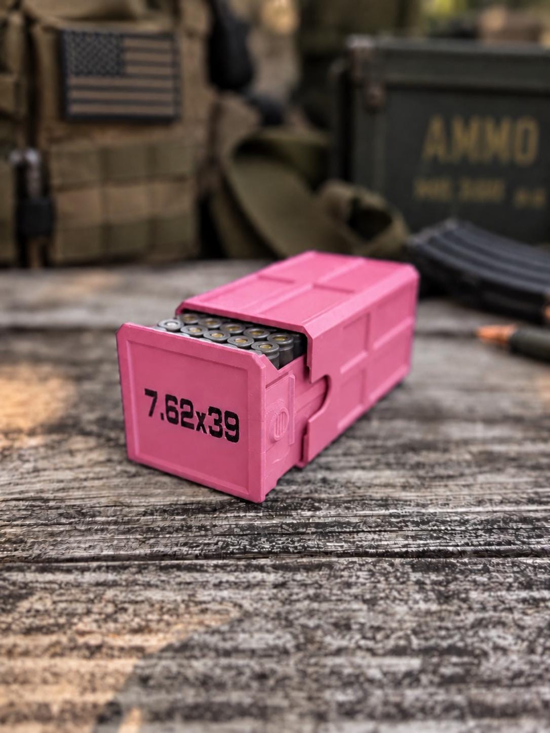 7.62x39 Ammo Box – 50 Round Stackable 3D Printed Storage Case (Made in USA)