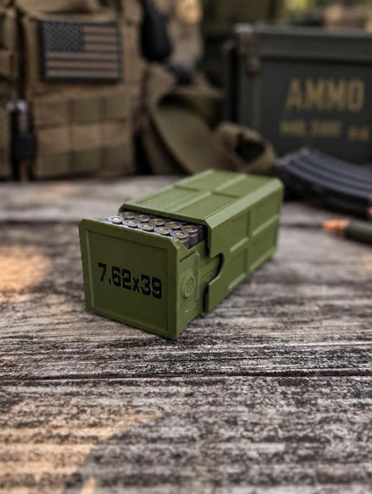 7.62x39 Ammo Box – 50 Round Stackable 3D Printed Storage Case (Made in USA)