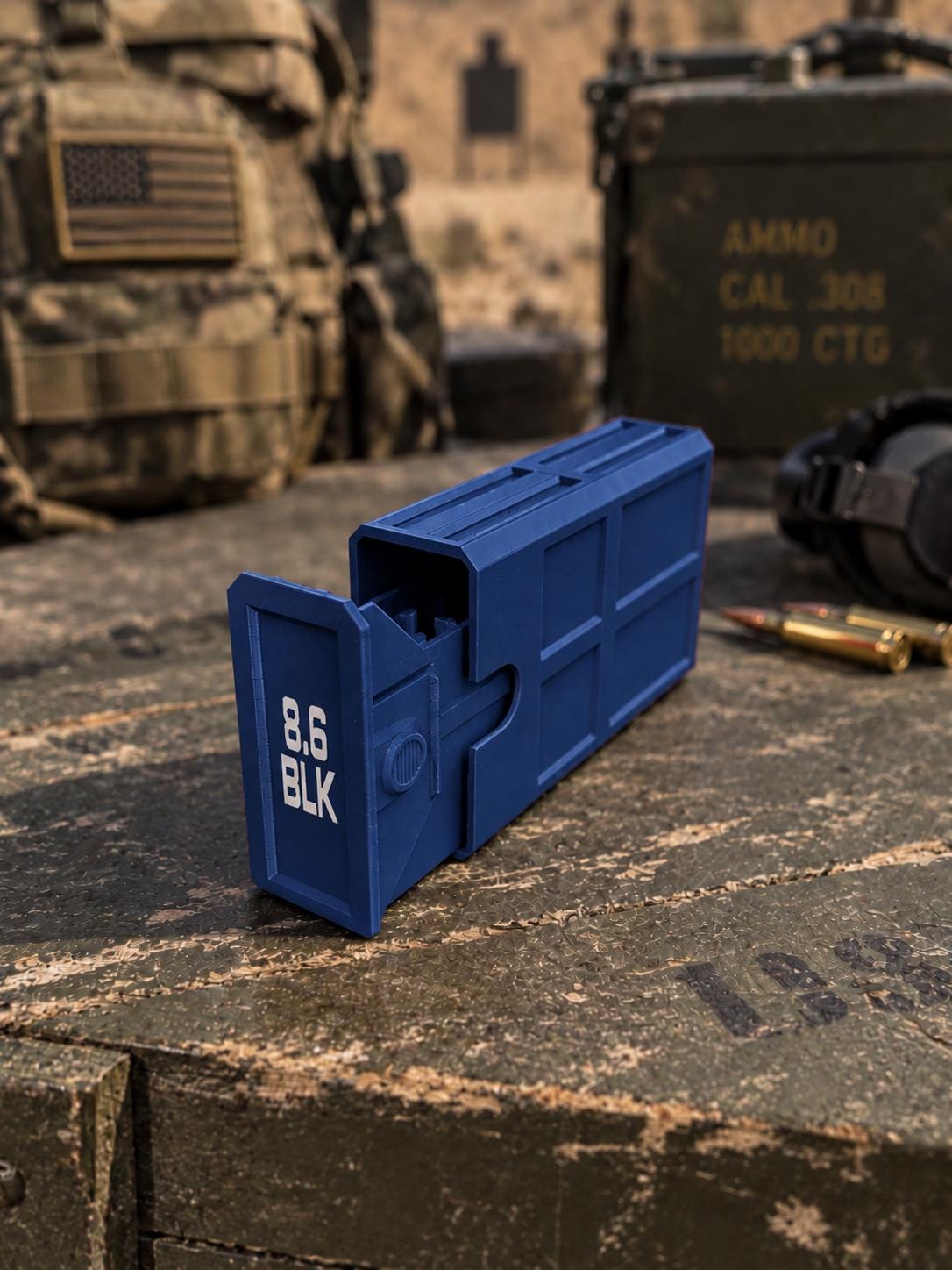 8.6 Blackout Ammo Box – 20 Round Stackable 3D Printed Case (PLA)