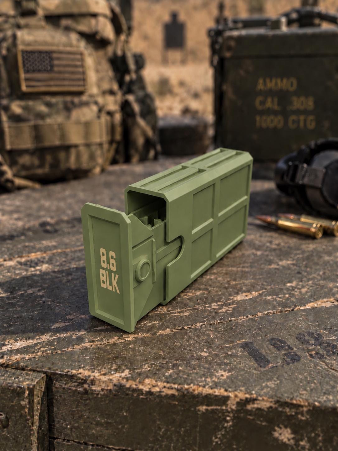 8.6 Blackout Ammo Box – 20 Round Stackable 3D Printed Case (PLA)
