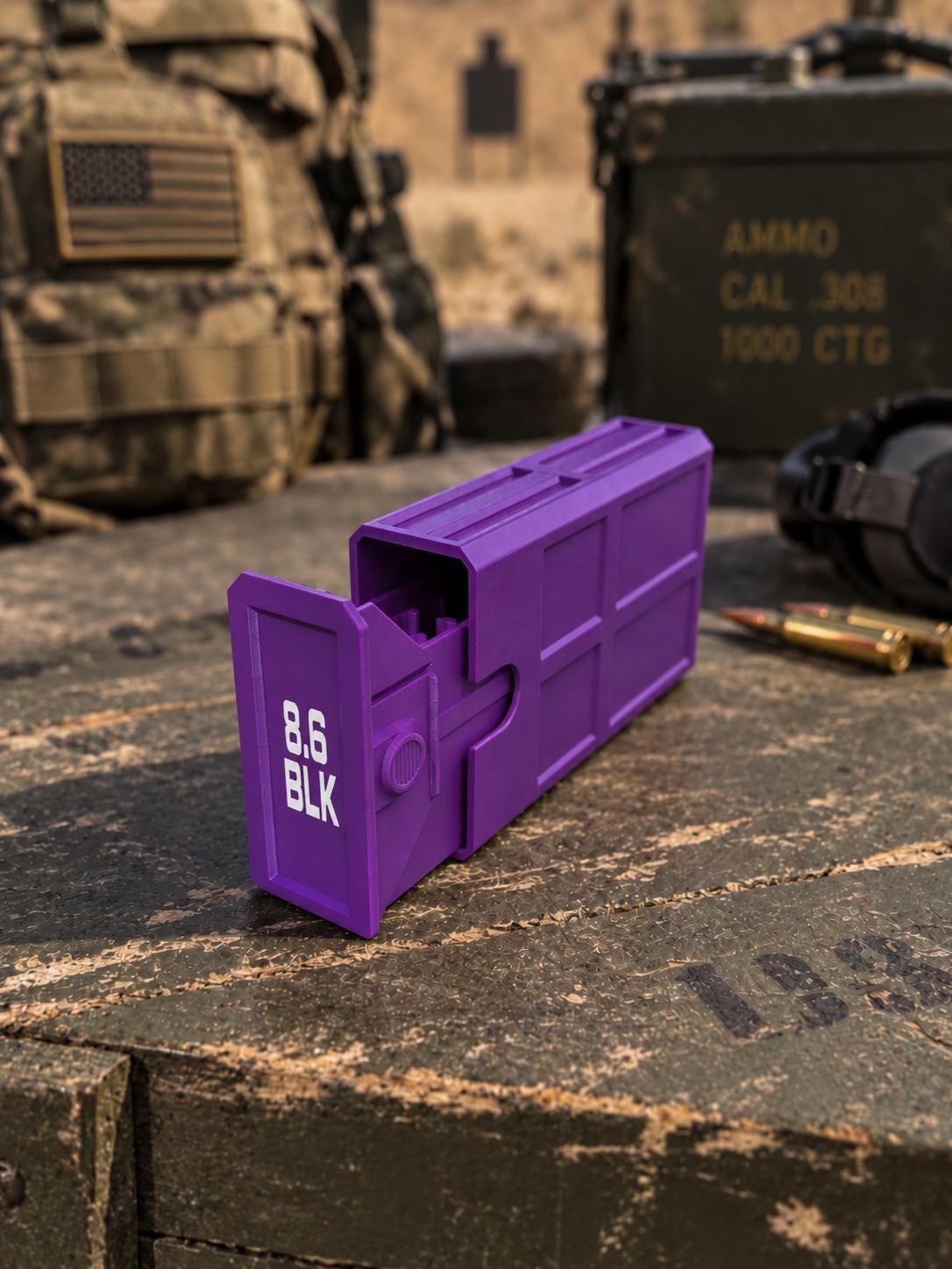 8.6 Blackout Ammo Box – 20 Round Stackable 3D Printed Case (PLA)