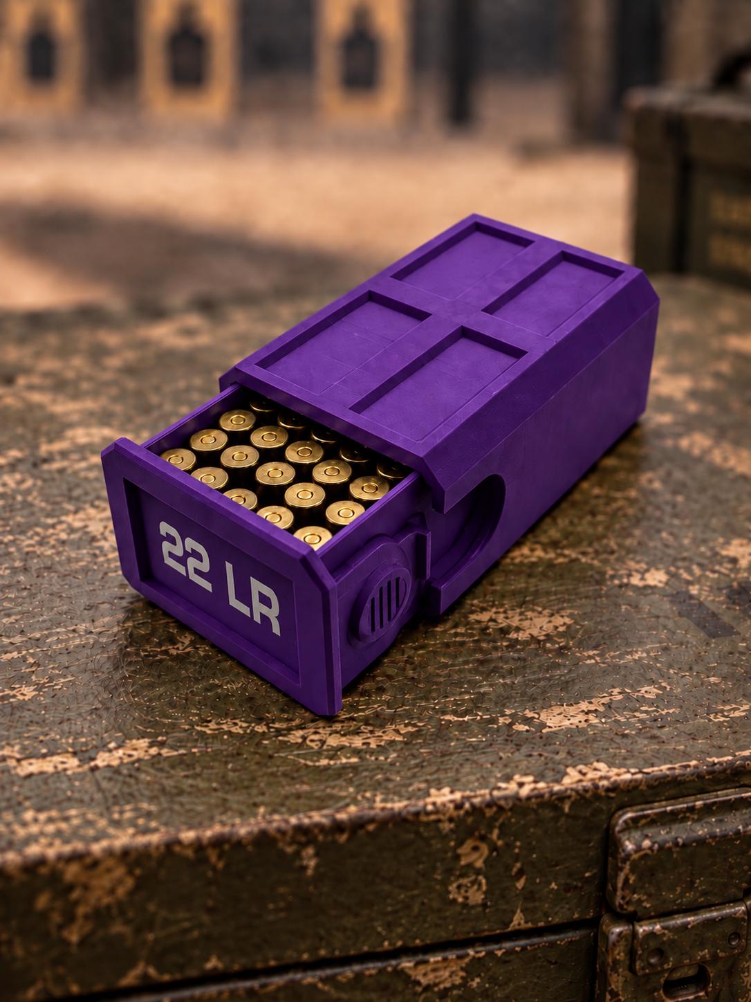 22LR Ammo Box – 50 Round Capacity – Compact Stackable Sliding Ammunition Storage Case