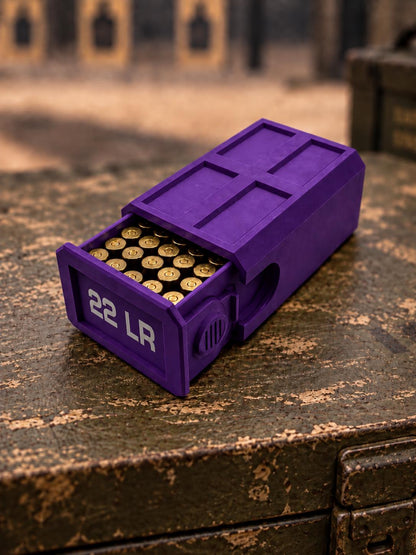 22LR Ammo Box – 50 Round Capacity – Compact Stackable Sliding Ammunition Storage Case