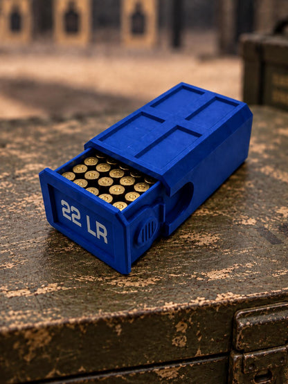 22LR Ammo Box – 50 Round Capacity – Compact Stackable Sliding Ammunition Storage Case
