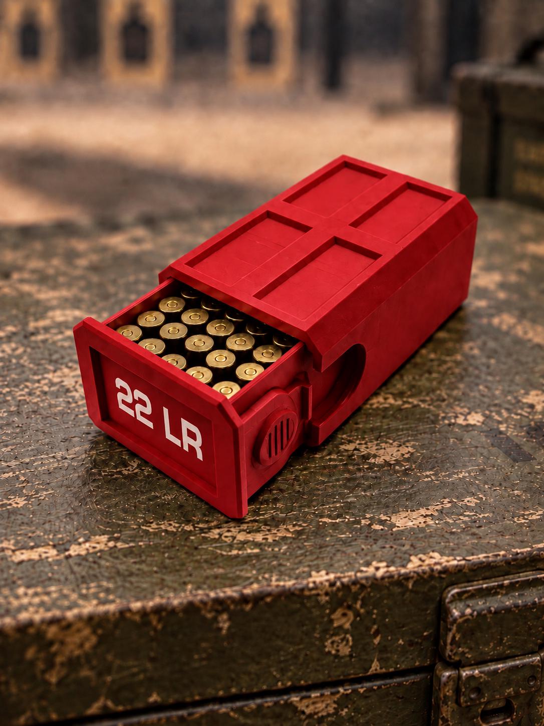 22LR Ammo Box – 50 Round Capacity – Compact Stackable Sliding Ammunition Storage Case
