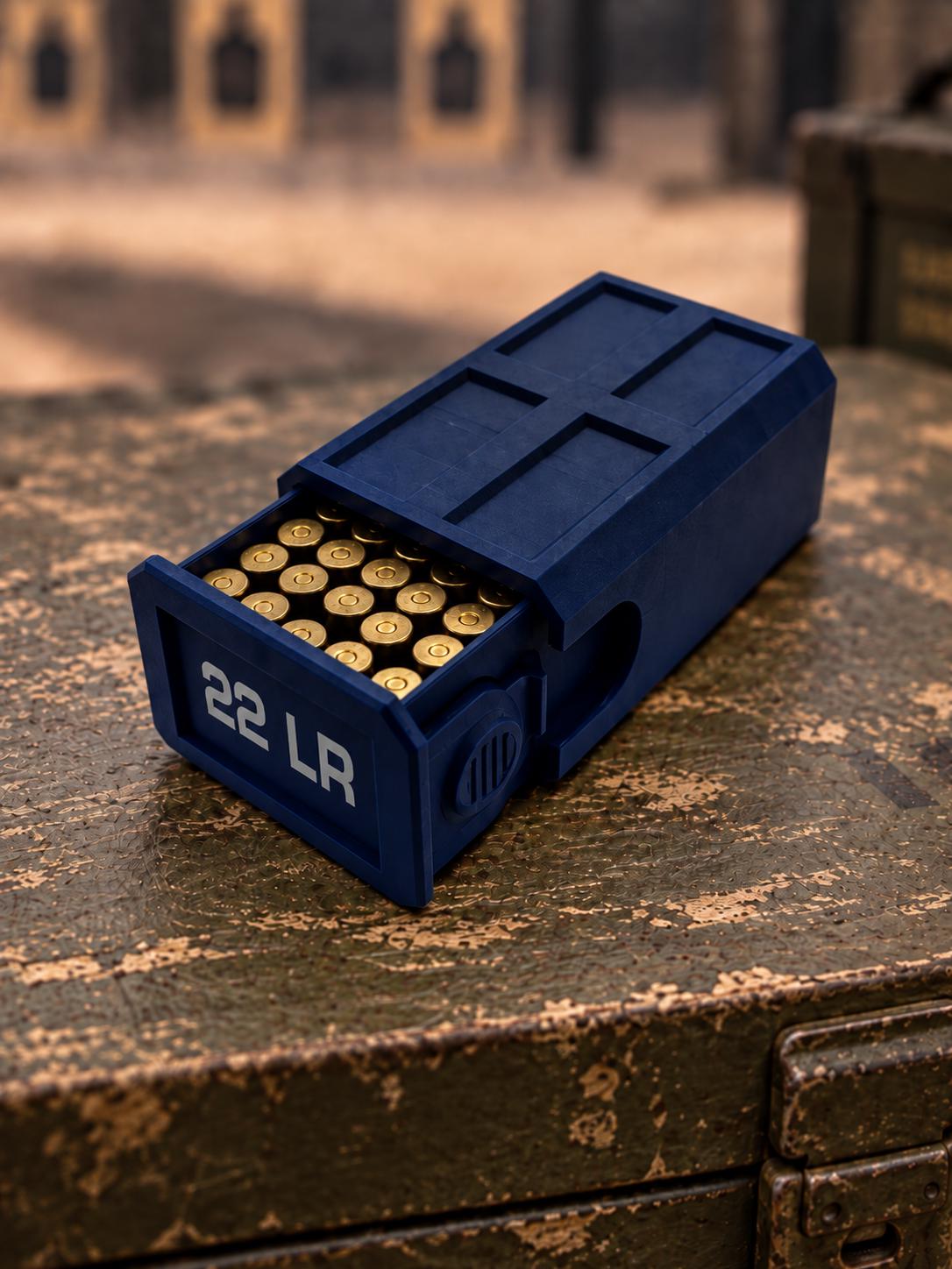 22LR Ammo Box – 50 Round Capacity – Compact Stackable Sliding Ammunition Storage Case