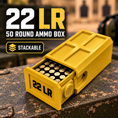 22LR Ammo Box – 50 Round Capacity – Compact Stackable Sliding Ammunition Storage Case