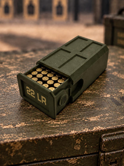 22LR Ammo Box – 50 Round Capacity – Compact Stackable Sliding Ammunition Storage Case