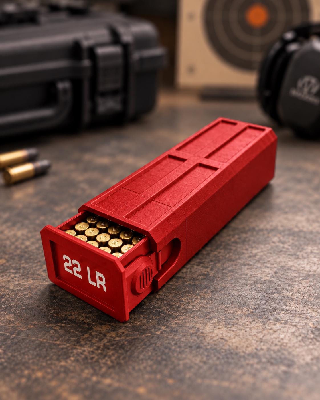 22LR Ammo Box – 100 Round Capacity – Compact Stackable Sliding Ammunition Storage Case