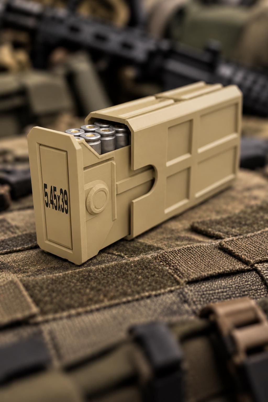 5.45x39 Ammo Box – 20 Round Stackable 3D Printed Case (Sliding Tray)