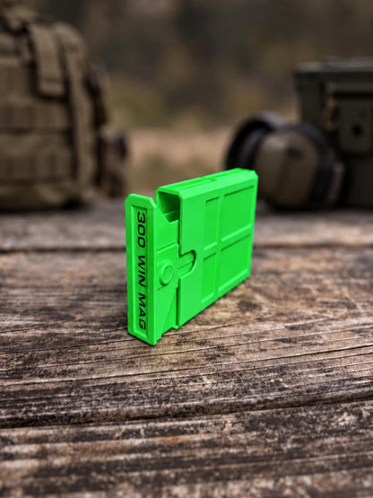 300 Winchester Magnum Ammo Box | 8 Round Pocket Stackable Compact Storage Case | Dual-Latch Ammo Holder