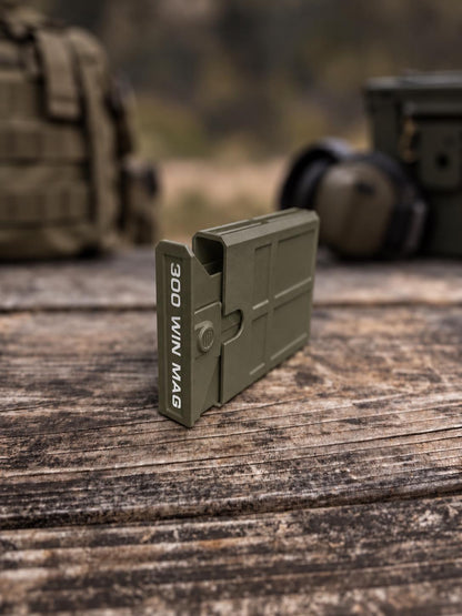 300 Winchester Magnum Ammo Box | 8 Round Pocket Stackable Compact Storage Case | Dual-Latch Ammo Holder