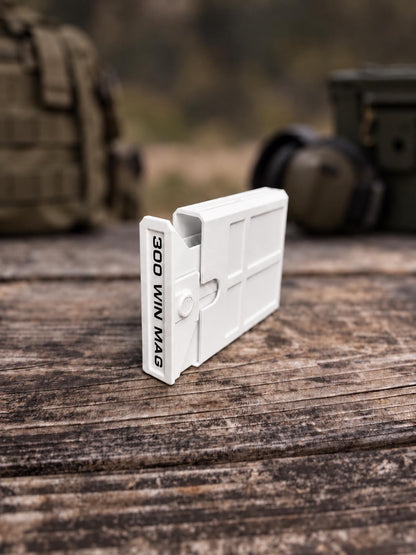 300 Winchester Magnum Ammo Box | 8 Round Pocket Stackable Compact Storage Case | Dual-Latch Ammo Holder