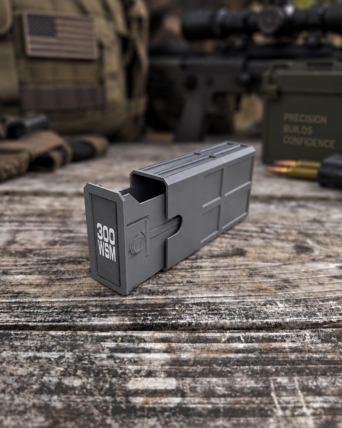 300 WSM Ammo Box – 20 Round Stackable Storage Case, Sliding Drawer, Dual Latches