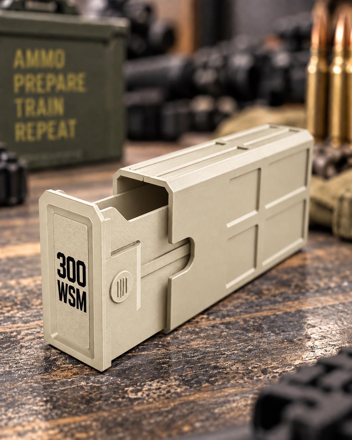 300 WSM Ammo Box – 20 Round Stackable Storage Case, Sliding Drawer, Dual Latches