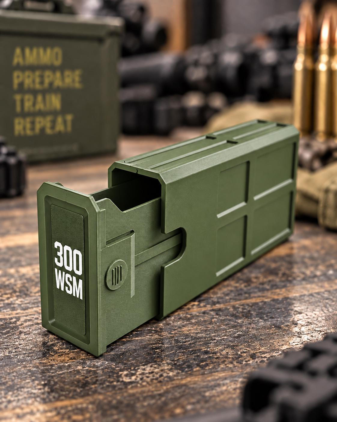 300 WSM Ammo Box – 20 Round Stackable Storage Case, Sliding Drawer, Dual Latches