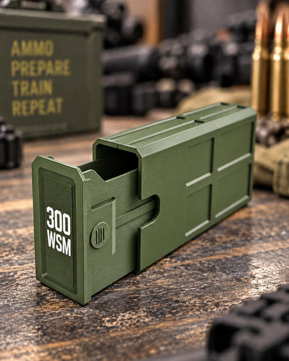 300 WSM Ammo Box – 20 Round Stackable Storage Case, Sliding Drawer, Dual Latches