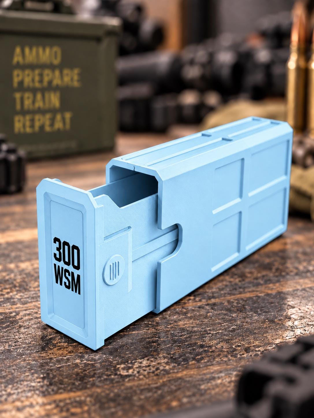 300 WSM Ammo Box – 20 Round Stackable Storage Case, Sliding Drawer, Dual Latches