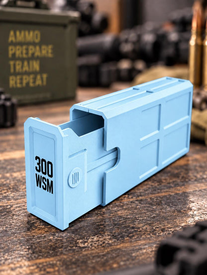 300 WSM Ammo Box – 20 Round Stackable Storage Case, Sliding Drawer, Dual Latches