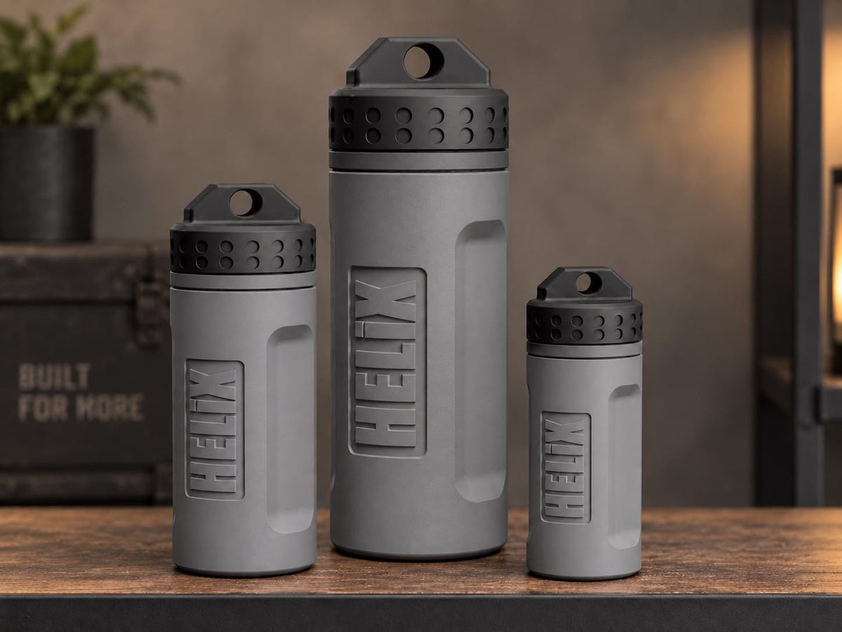 Rugged 3D Printed EDC Storage Container, Screw Lid Utility Capsule, Small Medium Large, Camping Emergency Gear Organizer