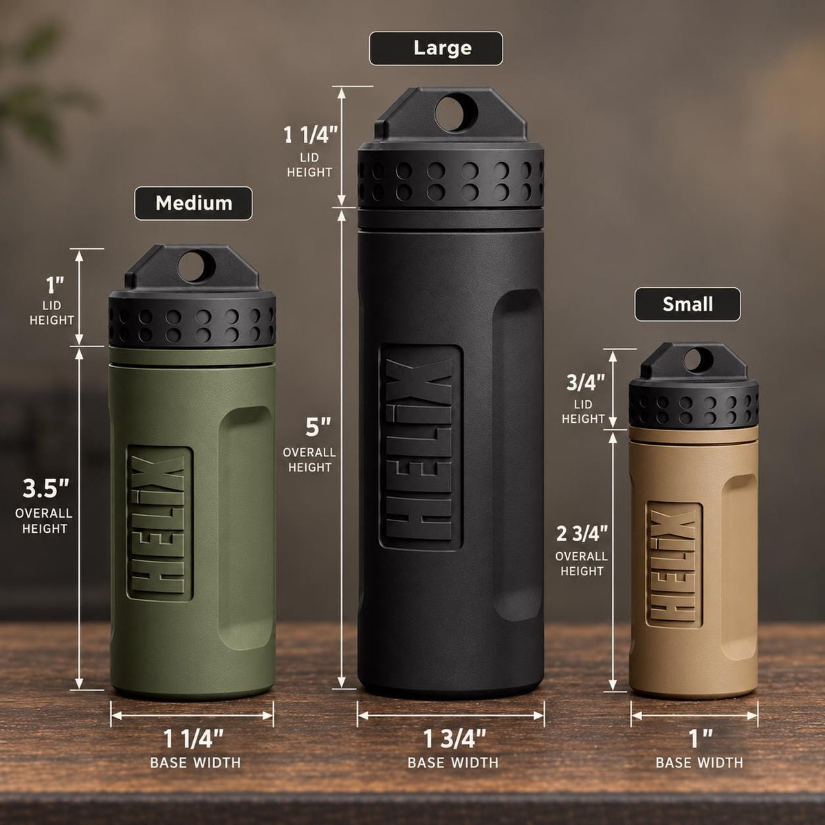 Rugged 3D Printed EDC Storage Container, Screw Lid Utility Capsule, Small Medium Large, Camping Emergency Gear Organizer