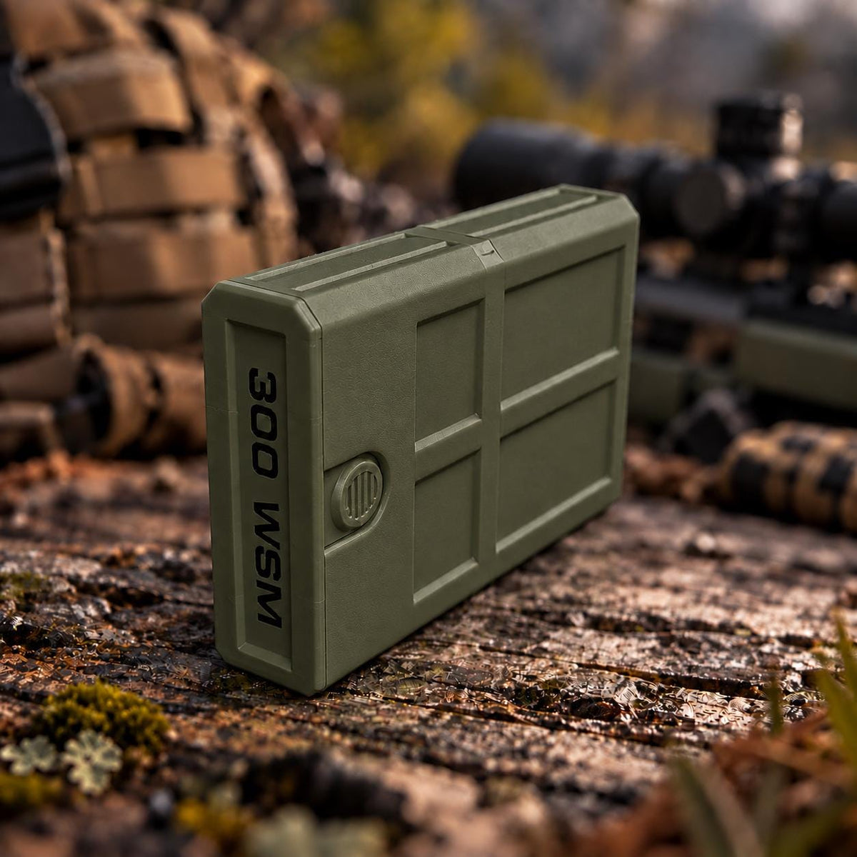 300 WSM Ammo Box – 8 Round Stackable Compact Pocket Storage Case, Sliding Drawer, Dual Latches