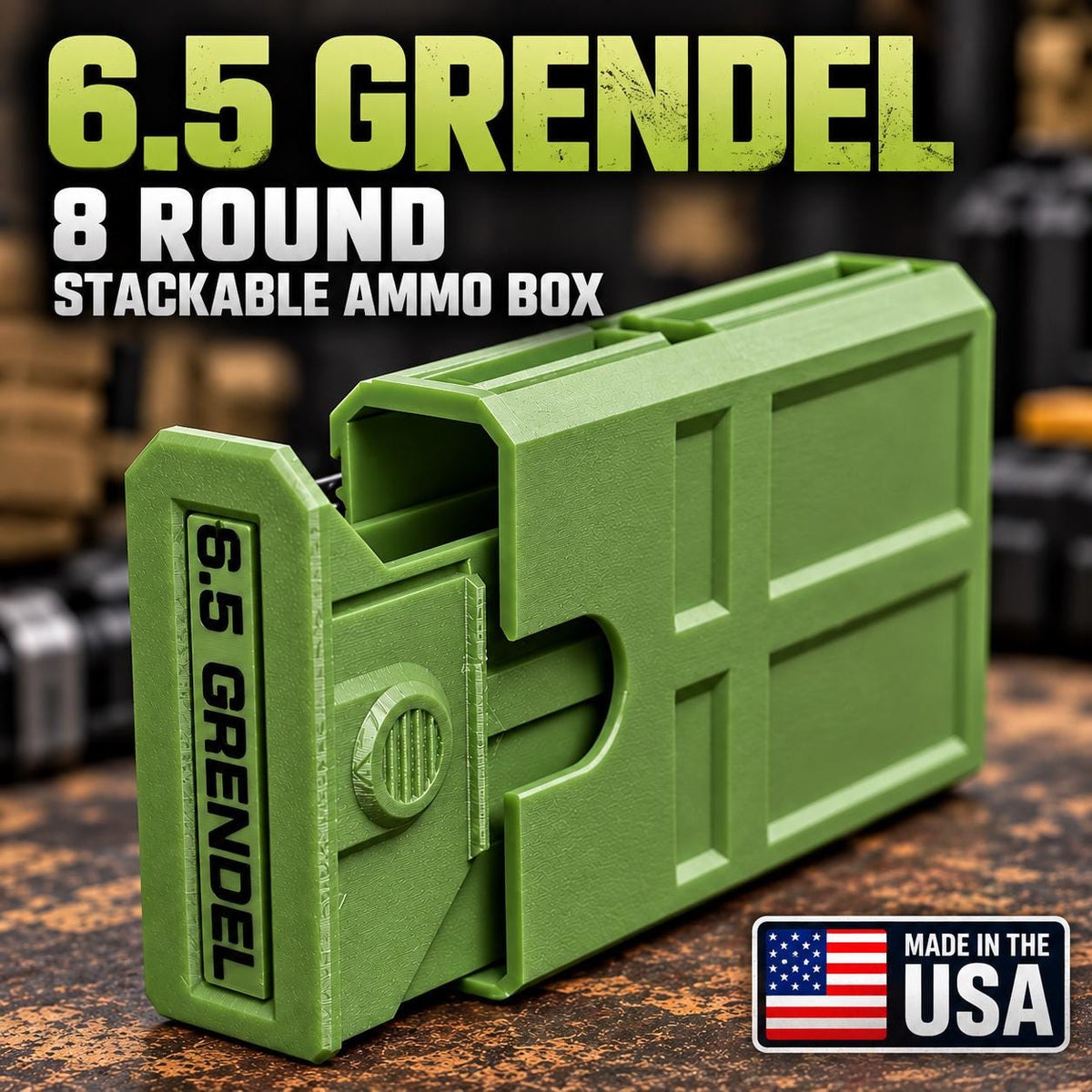 6.5 Grendel 8-Round Stackable Ammo Box – 3D Printed Range Storage Case