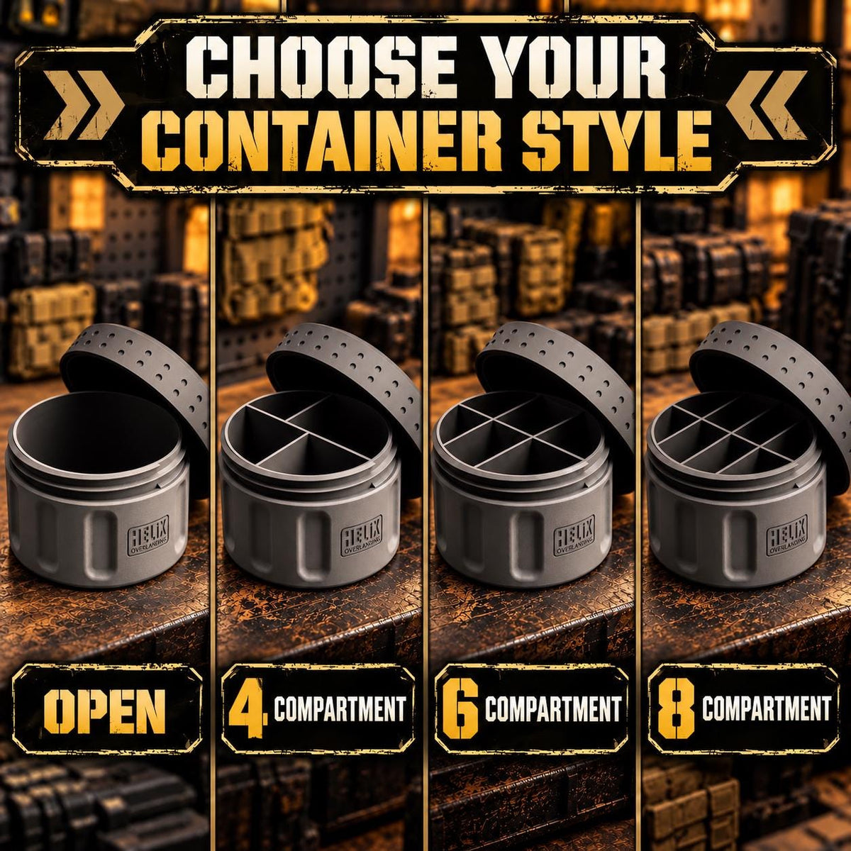 Rugged 3D Printed EDC Storage Container, Screw Lid Utility Capsule, Multiple Compartment Options, Camping Emergency Gear Organizer