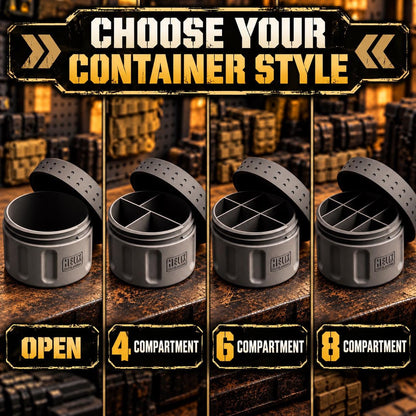 Rugged 3D Printed EDC Storage Container, Screw Lid Utility Capsule, Multiple Compartment Options, Camping Emergency Gear Organizer