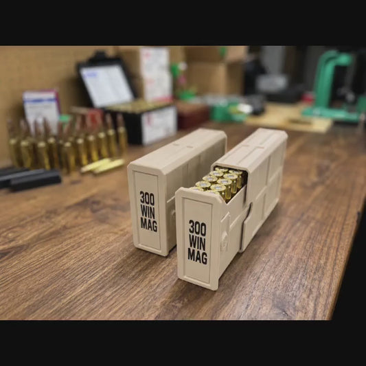 300 Winchester Magnum Ammo Box | 20 Round Stackable Storage Case | Dual-Latch Ammo Holder